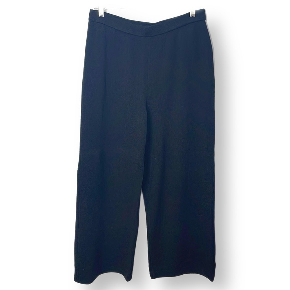 St. John Santana knit pants in black caviar elastic waist size 10 26" inseam